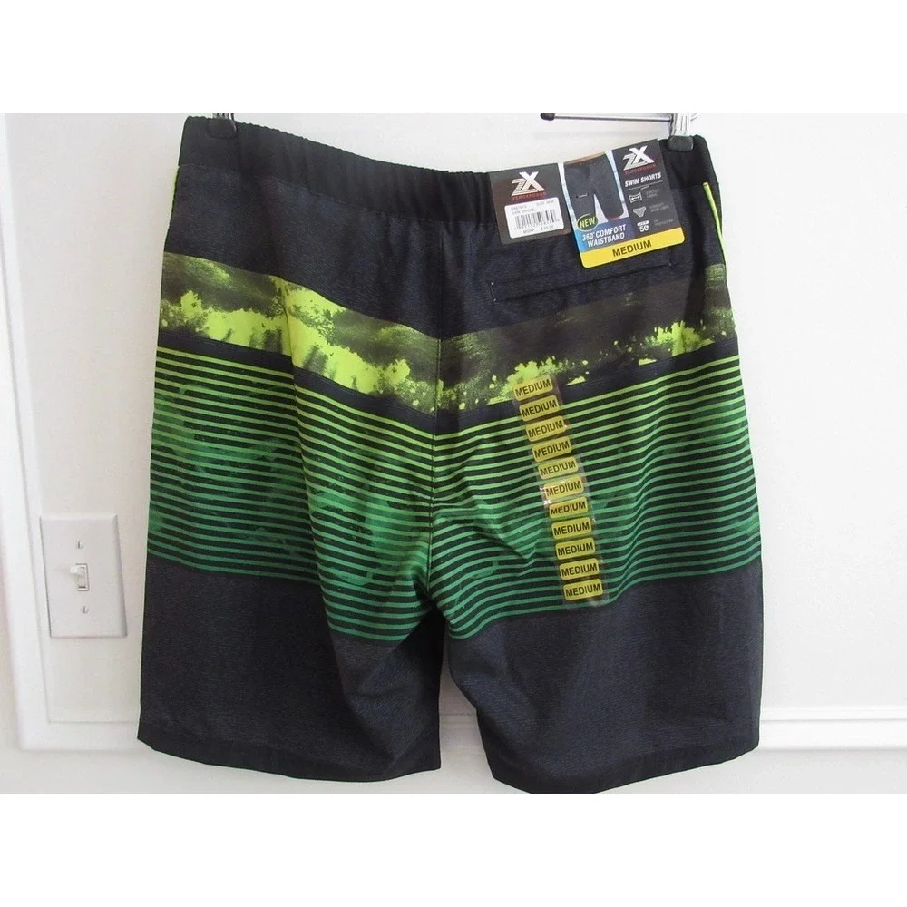 ZeroXposur Mens Swim Trunks Medium Green Black Stretch Board Shorts NWT